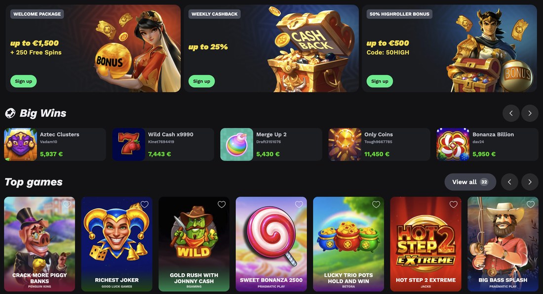 BetOnRed casino lobby with slots and live tables